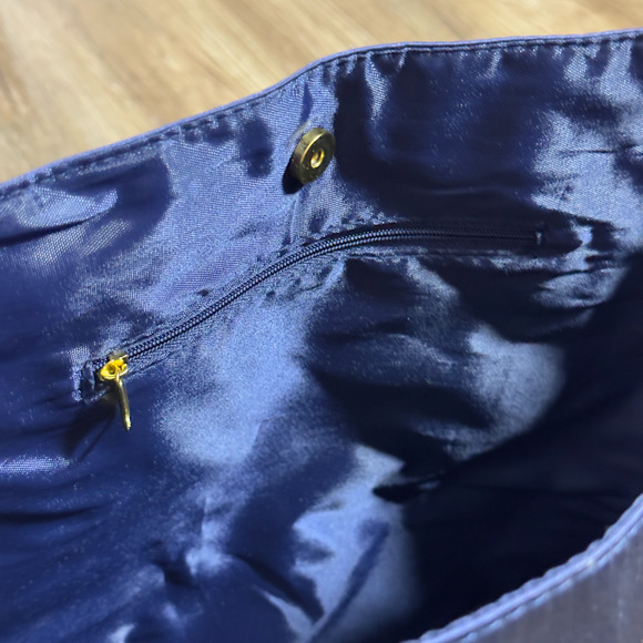 Star Luxe Women's Blue Gold Leather Strap Bling Sequins Shopping Tote Bag - OS - Picture 3 of 8